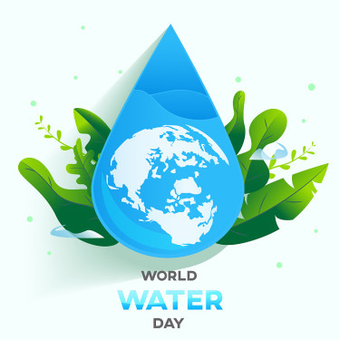 世界水日白色背景，贺卡或海报为节约用水运动