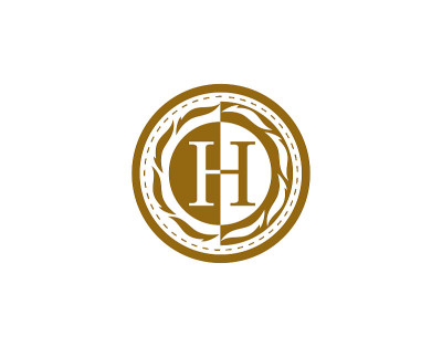 豪华黄金书法H字母矢量设计。