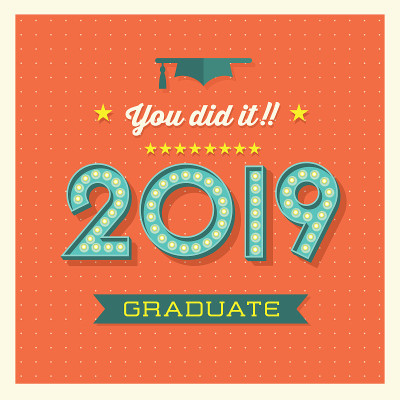 2019年毕业卡或横幅设计。2019级。