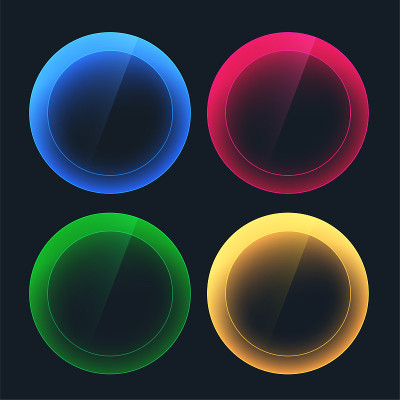 glossy dark buttons in circular shapes