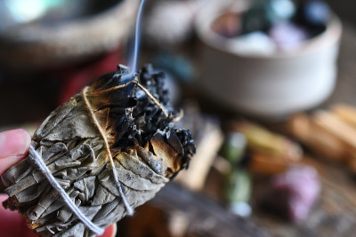 阴燃白鼠尾草涂抹棒