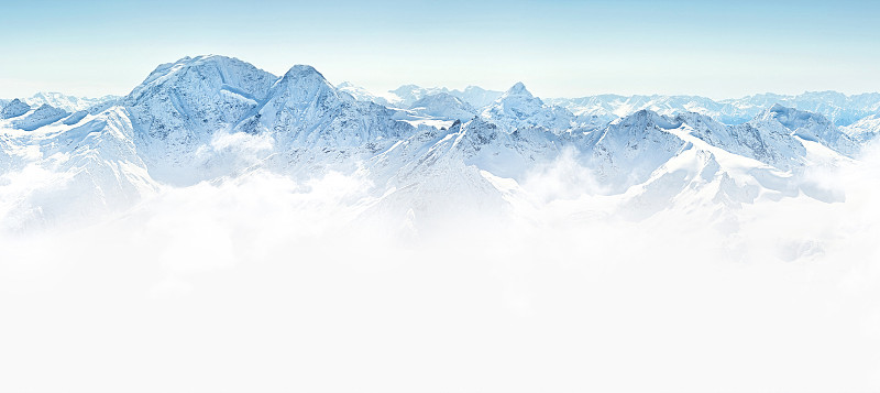 高加索地区冬季山脉全景，俄尔布鲁斯山，俄罗斯