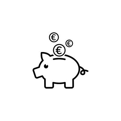小猪银行线图标在平面风格矢量应用程序，UI，网站。黑色图标矢量插图