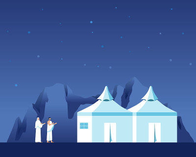 朝圣者在米纳山谷过夜