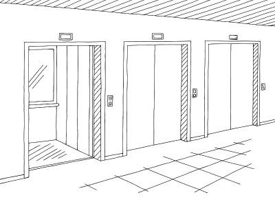 走廊图形黑白室内草图插图矢量