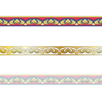Set of flower ornaments. Decorative ribbon in vint