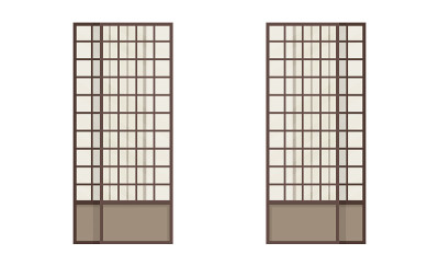 Shoji，日本传统的滑动门。矢量图