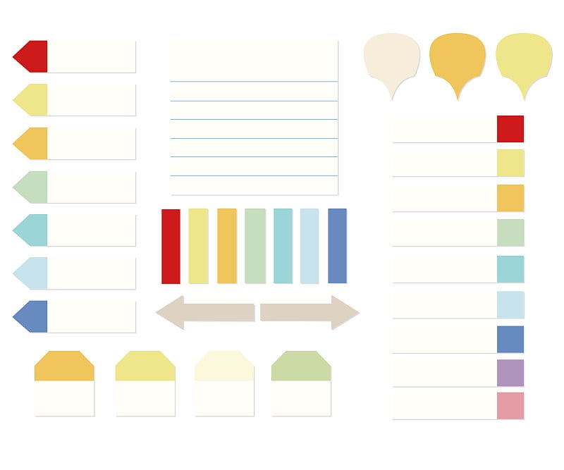 矢量插图集的便利贴没有线