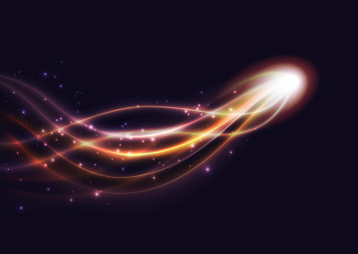 抽象的能量发光线，发光的星系彗星光效应