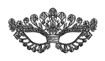 威尼斯面具插图，绘画，雕刻，油墨，线条艺术，矢量