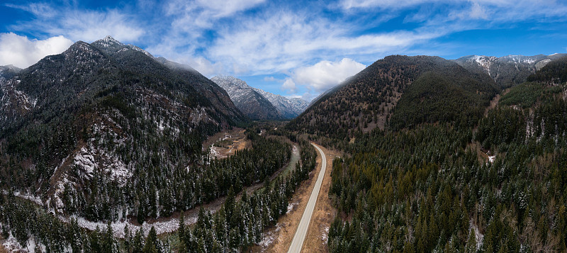 航空全景的风景公路在加拿大山