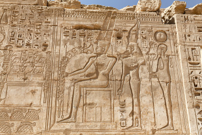 埃及象形文字在Medinet Habu神庙，卢克索，埃及