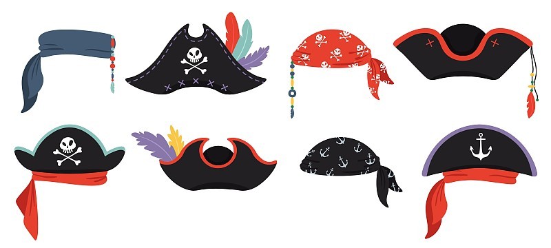 海盗帽子。海上海盗帽时尚，海盗帽