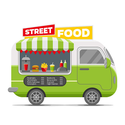 快速街头食物矢量大篷车拖车