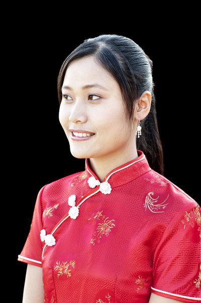红衣亚洲女人