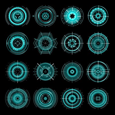 HUD未来目标目标，科幻界面图标