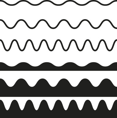 Seamless Wave and Zigzag Pattern Set on White Back