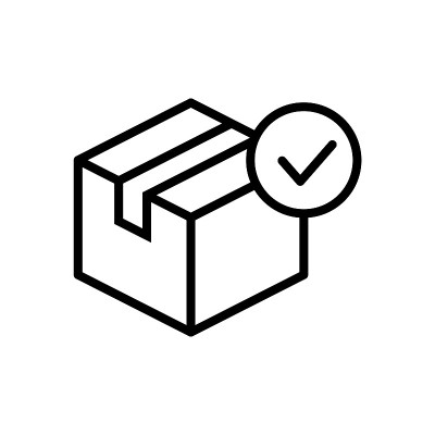 带检查标记线图标的送货箱。可用的产品。免费送货。包成功交付。