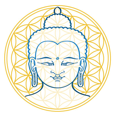 佛陀和生命之花的插画
