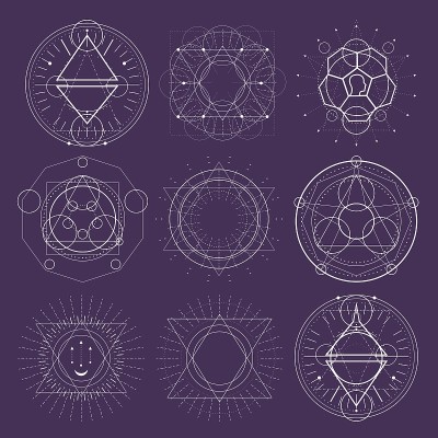 神秘的神秘象征。占星术与宗教观念。