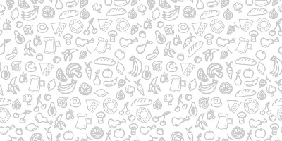 各种食品无缝图案手绘背景纹理
