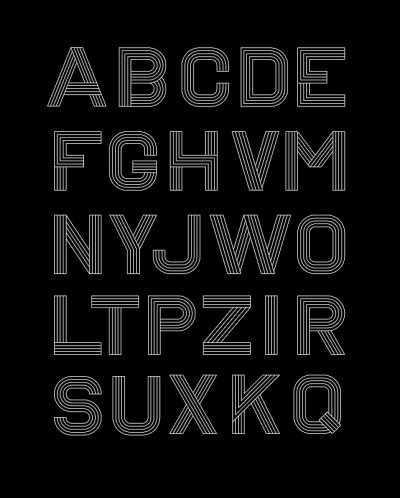 向量线性字体。字母黑白线。简单和极简的字母在单线风格