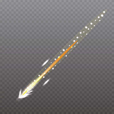 流星、彗星或火箭的轨迹。矢量插图。