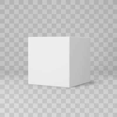 白色3d立方体与透视隔离在透明的背景。3d建模盒与照明和阴影。现实的矢量图标