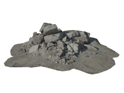堆碎石和碎片孤立在白色3d插图
