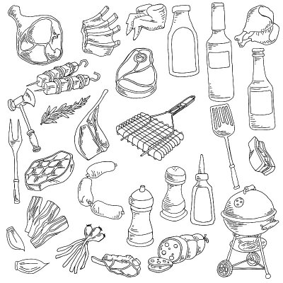 Different kind of meat and food illustration