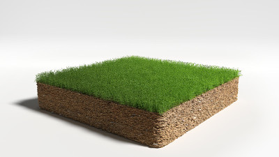 3D插图草地上的白色背景广场