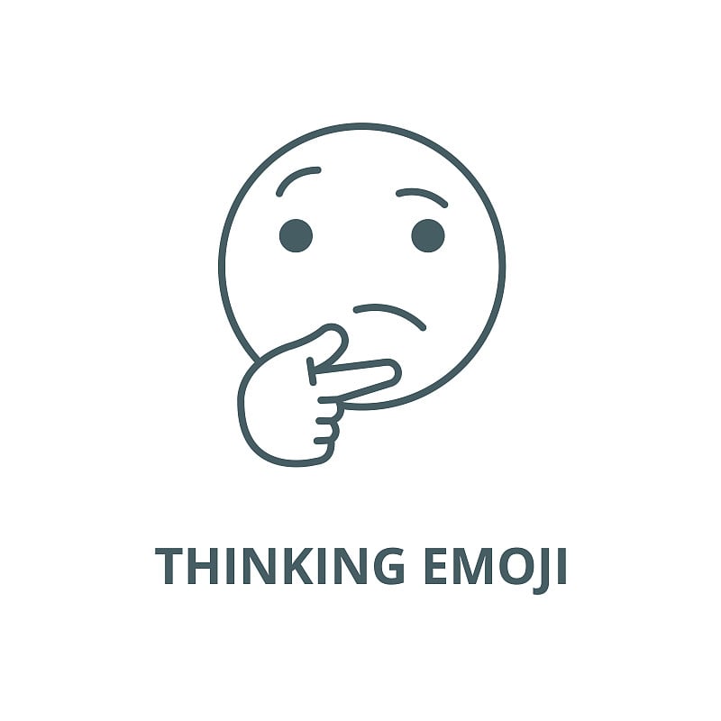 Thinking emoji vector line icon, linear concept, o