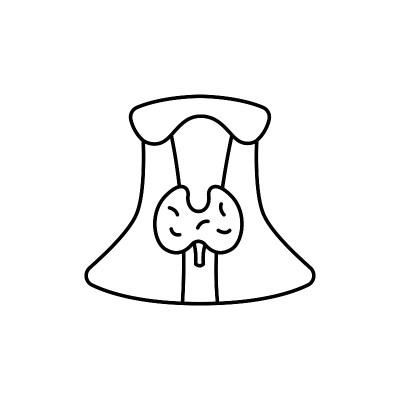 人体器官甲状腺颜色线图标。象形文字网页，移动应用