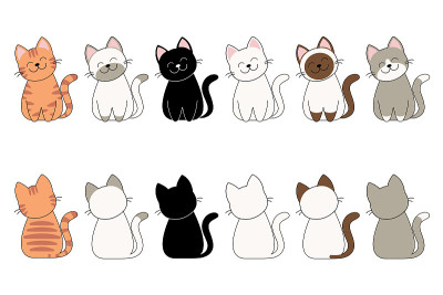 Vector illustration of funny cartoon cats breeds s