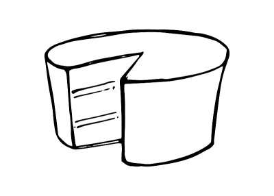 蛋糕或奶酪头部矢量涂鸦插图