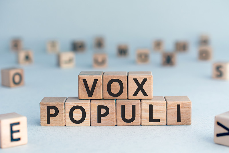 vox populi—由带有字母的木块组成的拉丁词