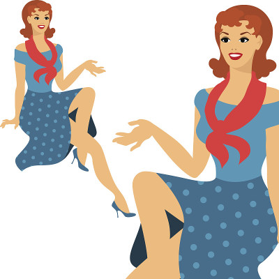 美丽的别针女孩50年代风格。
