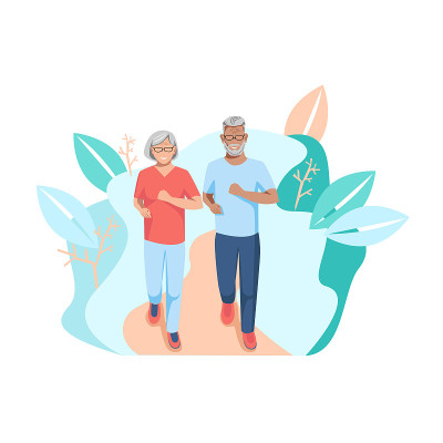 老年人在公园里慢跑