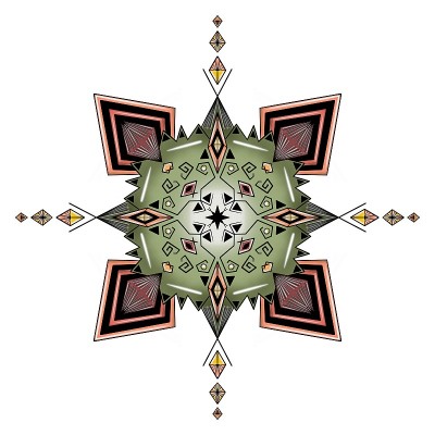 橙色和绿色的星星曼荼罗