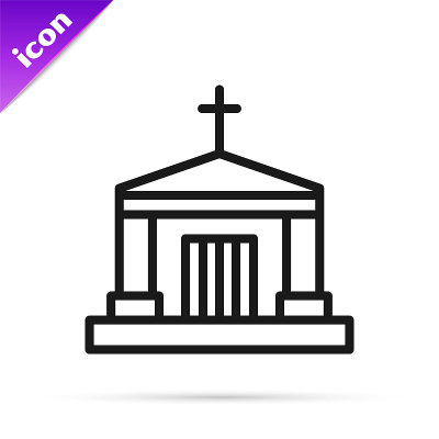 Black line Old crypt icon isolated on white backgr