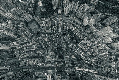 黑白香港鸟瞰图