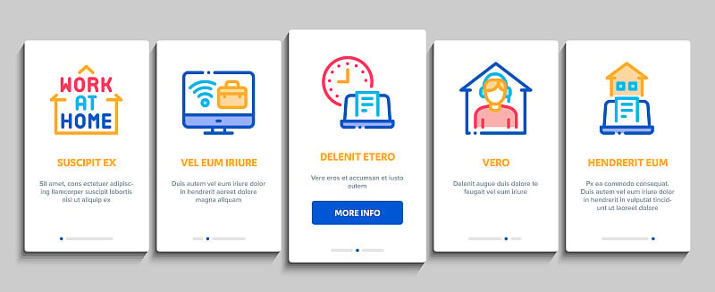 远程工作自由职业者入职元素图标集向量