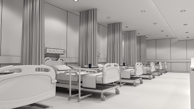 有床的病房。空床和轮椅护理诊所或医院。3d渲染房间和舒适。现代医院，保健理念。