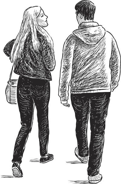 年轻人散步