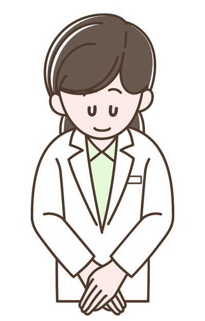 身穿白大褂的女子鞠躬的插图