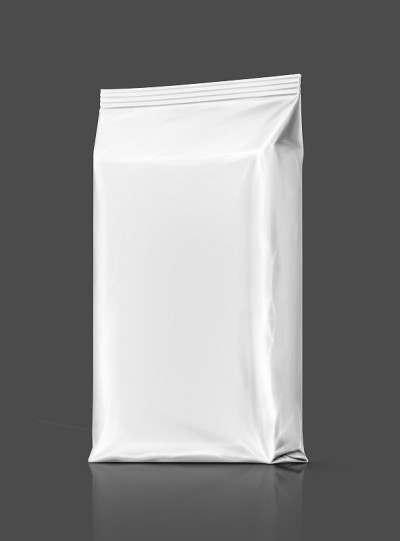 空白包装纸湿抹布袋产品设计模型孤立在灰色背景