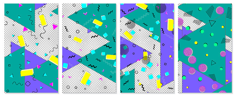 Set of  pattern. Pop art color background.