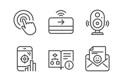 Speaker, Contactless payment and Seo phone icons s