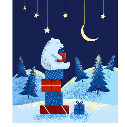 Vector illustration of polar new year bear. Polar 