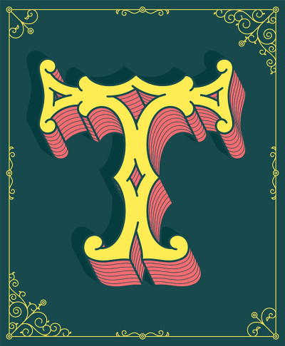 矢量彩色字母T